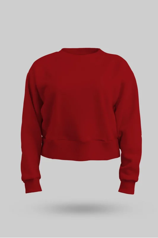 Kırmızı Kadın Crop Sweatshirt