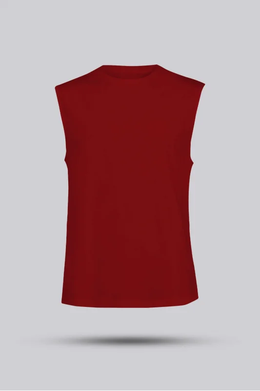 Kırmızı Kesik Kol Unisex Tişört