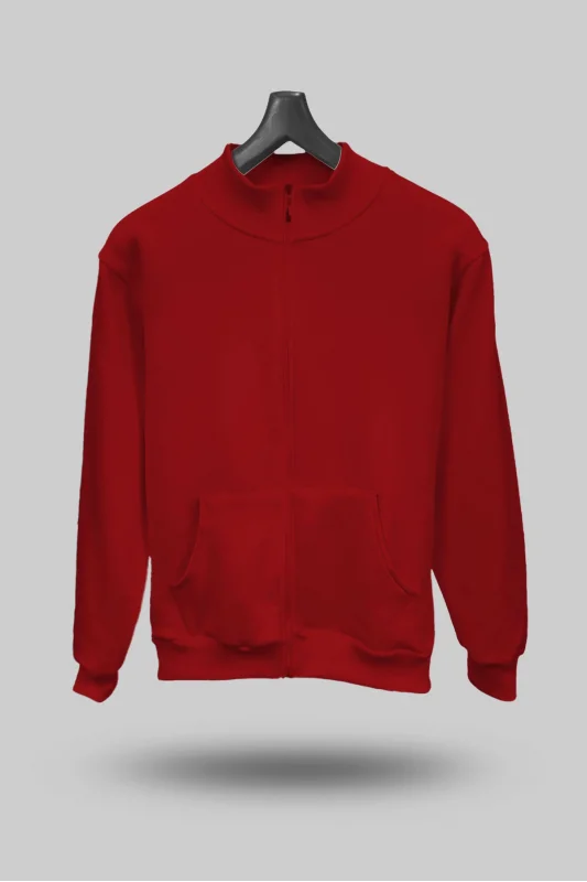 Kırmızı Unisex Mevsimlik Kapşonsuz Mont