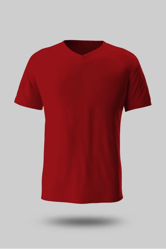 KIRMIZI V YAKA TİŞÖRT