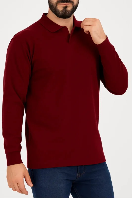 Kışlık Polo Yaka İçi Şardonlu Bordo