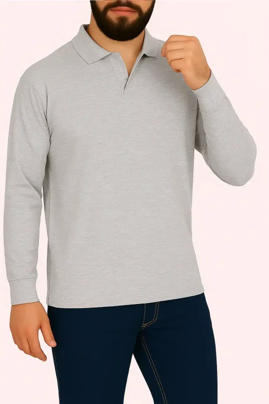 Kışlık Polo Yaka İçi Şardonlu Gri