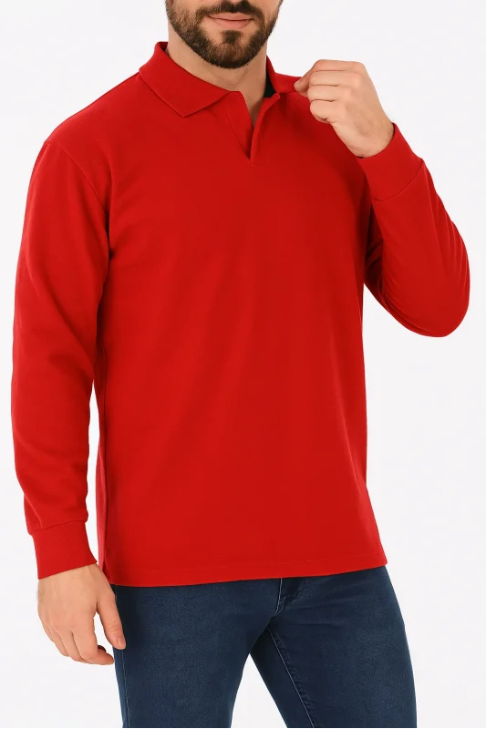Kışlık Polo Yaka İçi Şardonlu KIRMIZI