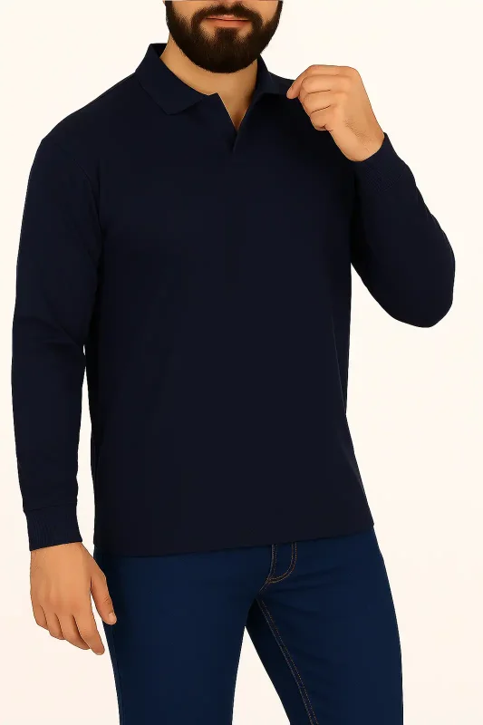Kışlık Polo Yaka İçi Şardonlu Lacivert