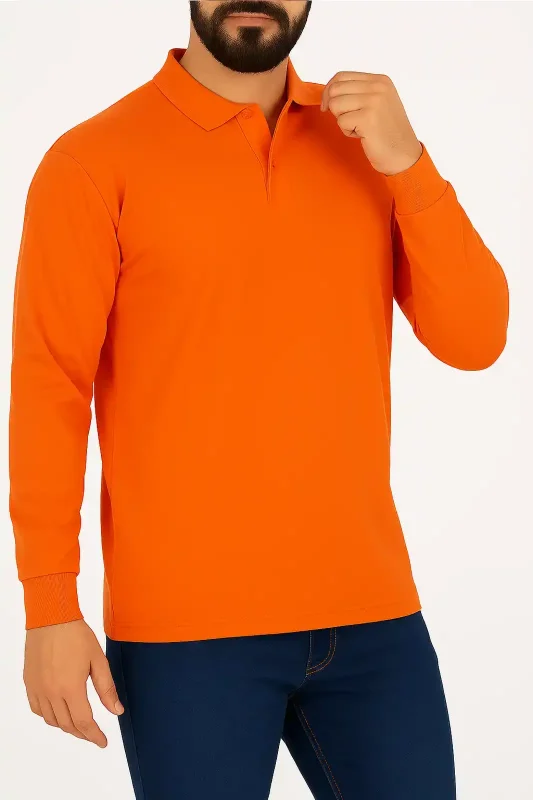 Kışlık Polo Yaka İçi Şardonlu Turuncu