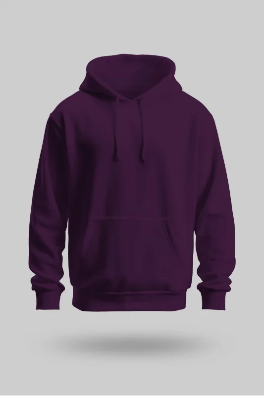 Koyu Mor 2 İplik İnce Kumaş Unisex Kapşonlu Sweatshirt