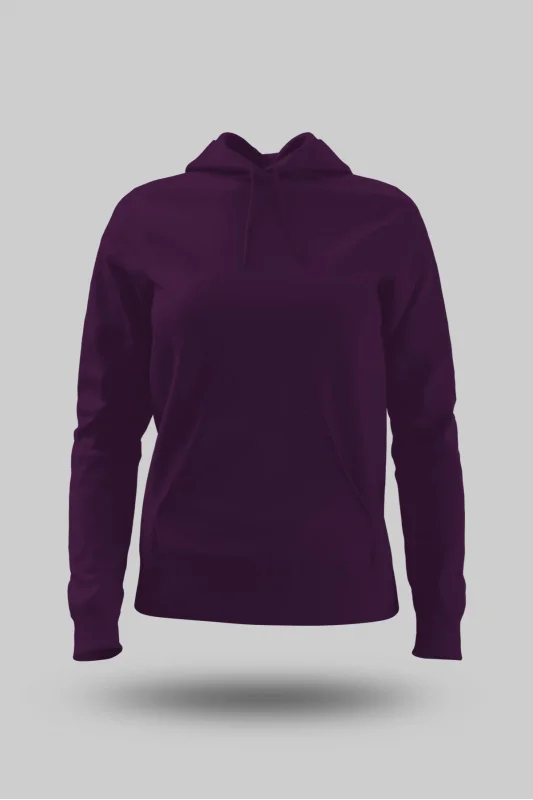 Koyu Mor Kadın Kapüşonlu Hoodie Sweatshirt