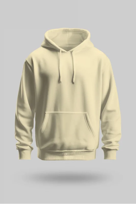 Krem 2 İplik İnce Kumaş Unisex Kapşonlu Sweatshirt