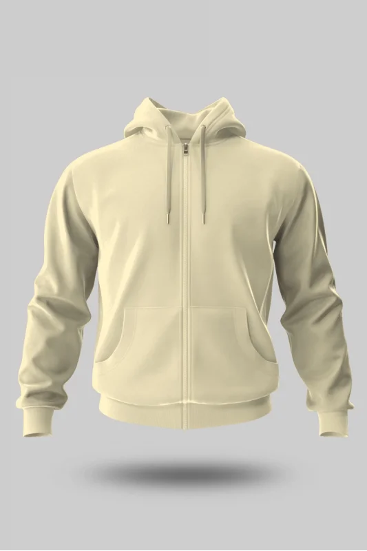 KREM KAPÜŞONLU FERMUARLI