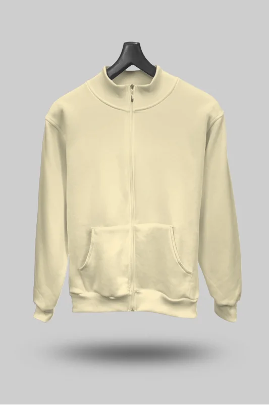 Krem Unisex Mevsimlik Kapşonsuz Mont