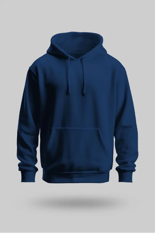 Lacivert 2 İplik İnce Kumaş Unisex Kapşonlu Sweatshirt