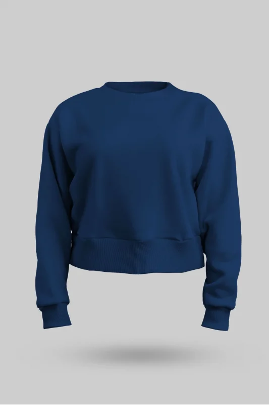 Lacivert Kadın Crop Sweatshirt