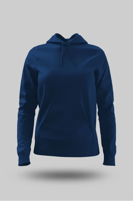Lacivert Kadın Kapüşonlu Hoodie Sweatshirt