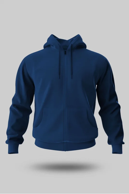 LACİVERT KAPÜŞONLU FERMUARLI SWEATSHİRT