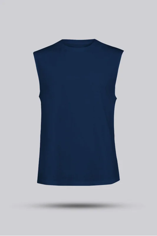 Lacivert Kesik Kol Unisex Tişört