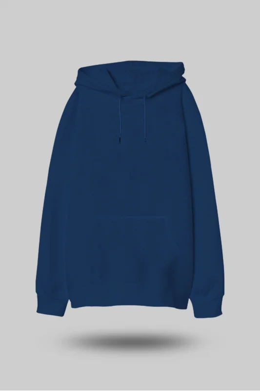 Lacivert Oversize Unisex Kapüşonlu Sweatshirt