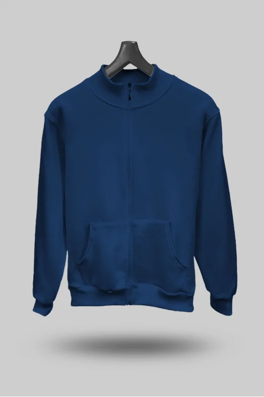 Lacivert Unisex Mevsimlik Kapşonsuz Mont