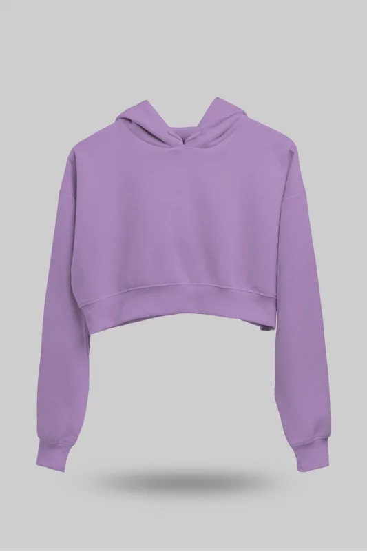 Lila Kadın Crop Hoodie Kapüşonlu Sweatshirt