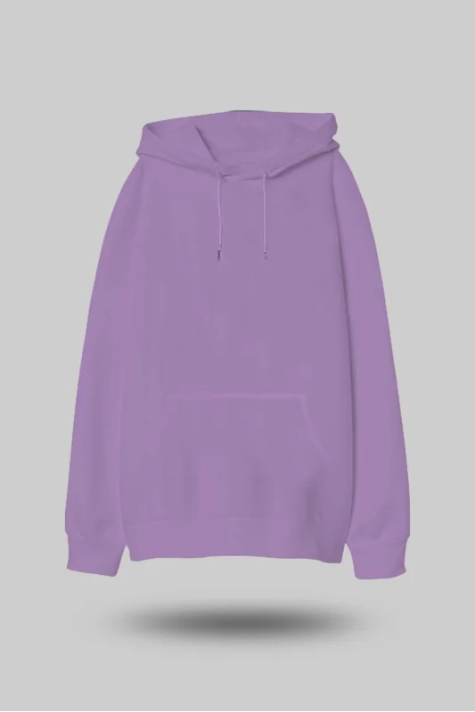 Lila Oversize Unisex Kapüşonlu Sweatshirt