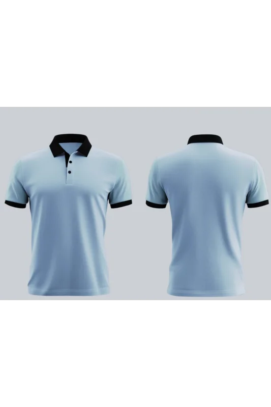 Mavi Polo Yaka T-Shirt Siyah yakalı