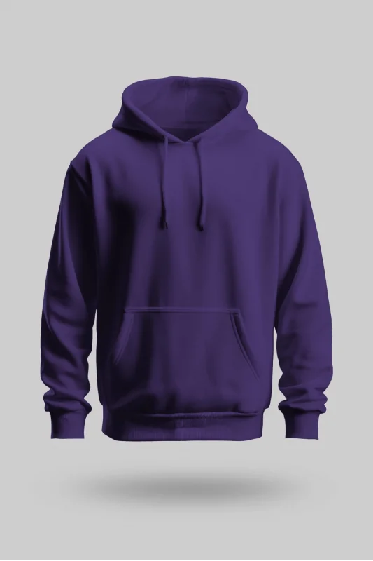 Mor 2 İplik İnce Kumaş Unisex Kapşonlu Sweatshirt