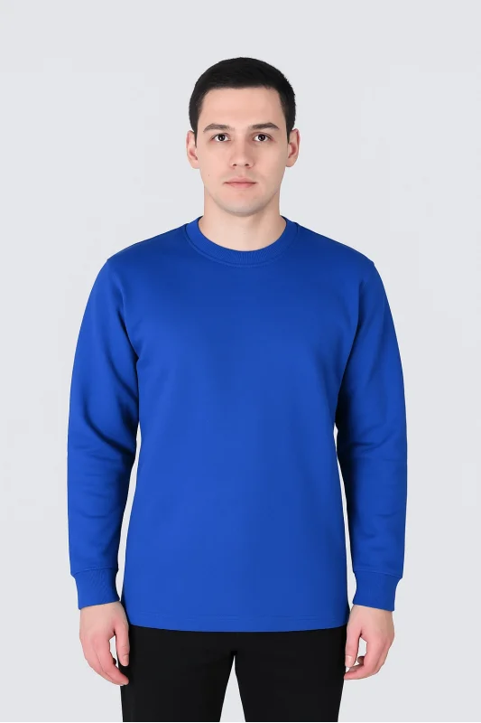 Openend 2 iplik Kapşonsuz Sweatshirt SAX MAVİ