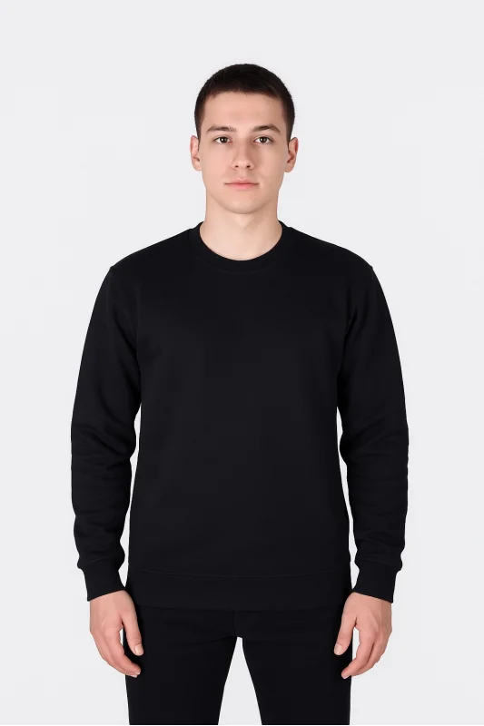 Openend 2 iplik Kapşonsuz Sweatshirt SİYAH