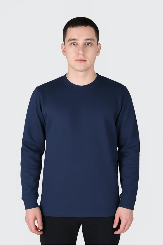 Openend 2 iplik Kapşonsuz Sweatshirt LACİVERT
