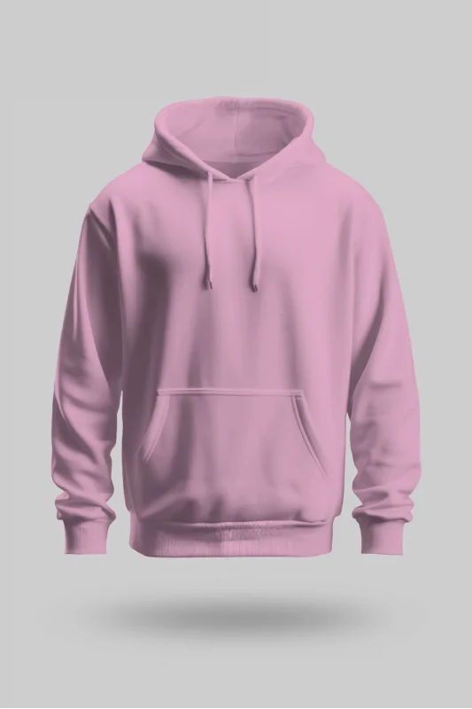 Pembe 2 İplik İnce Kumaş Unisex Kapşonlu Sweatshirt