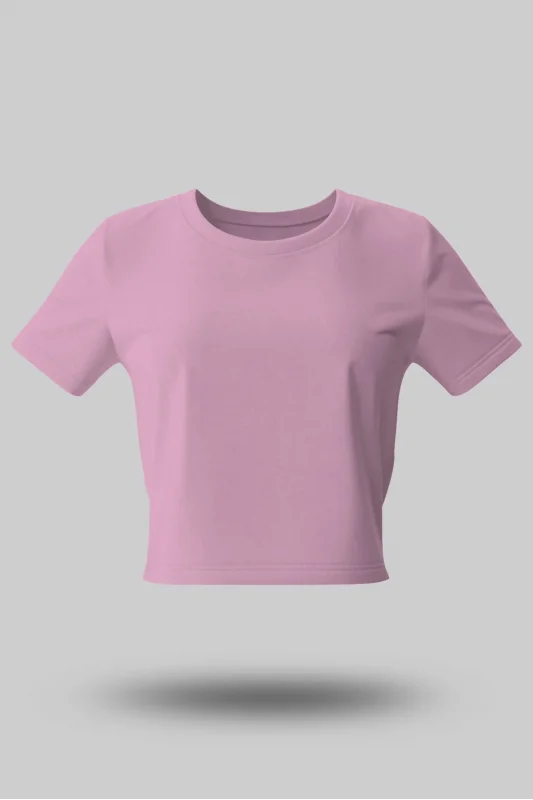 Pembe Kadın Crop Basic Tişört