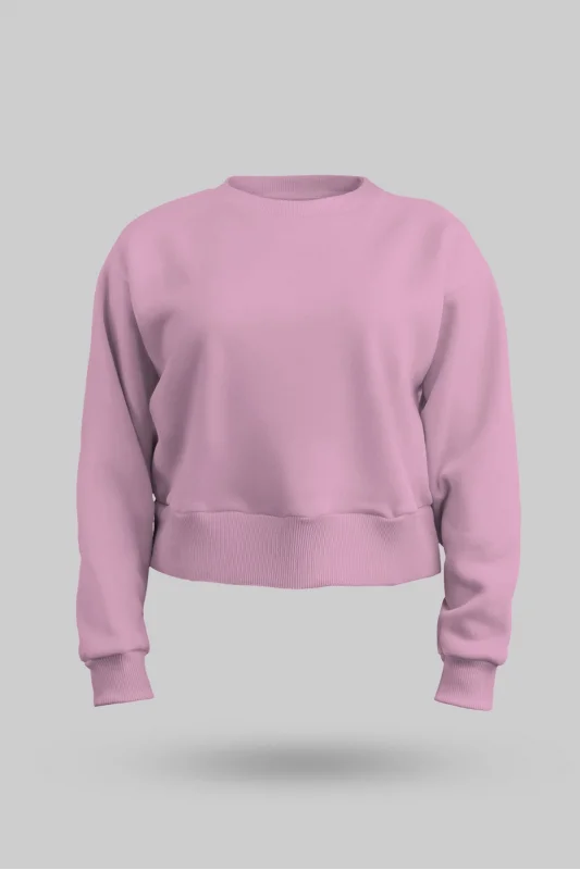 Pembe Kadın Crop Sweatshirt