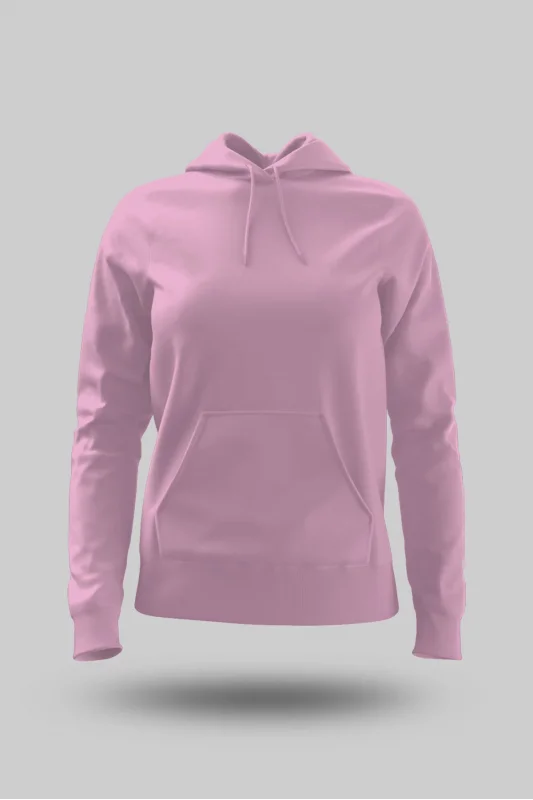 Pembe Kadın Kapüşonlu Hoodie Sweatshirt