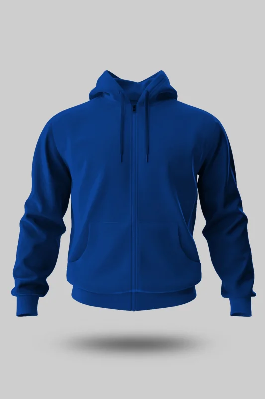 SAX MAVİSİ KAPÜŞONLU FERMUARLI SWEATSHİRT