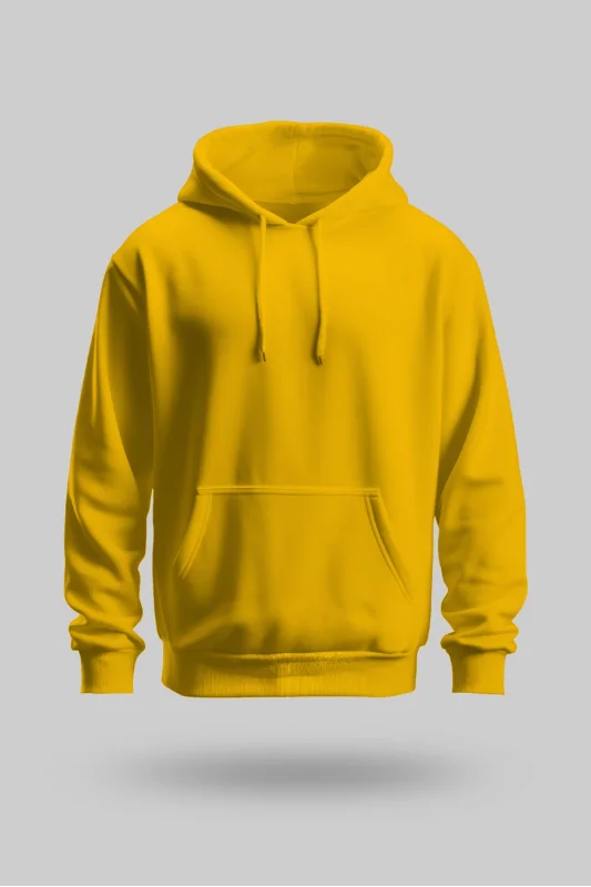 Sarı 2 İplik İnce Kumaş Unisex Kapşonlu Sweatshirt