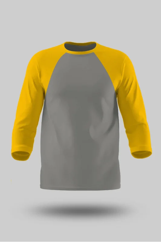 Sarı-Gri Orijinal Reglan 3/4 Kol Unisex Tişört