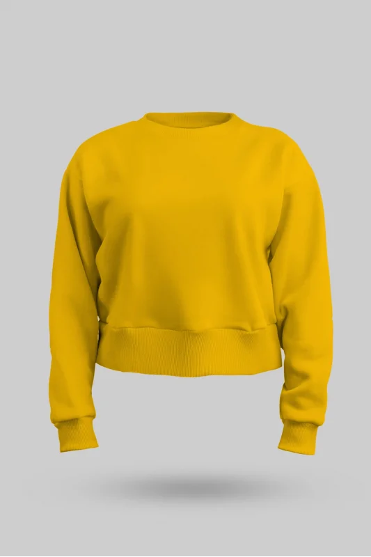 Sarı Kadın Crop Sweatshirt