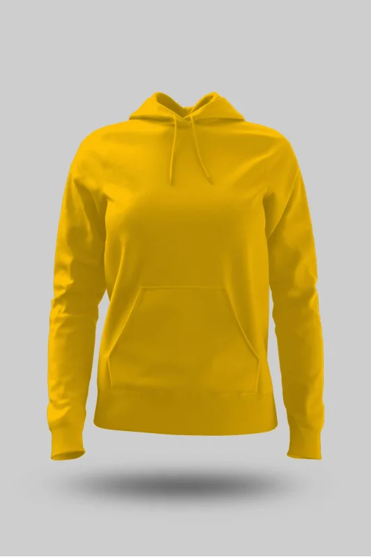 Sarı Kadın Kapüşonlu Hoodie Sweatshirt