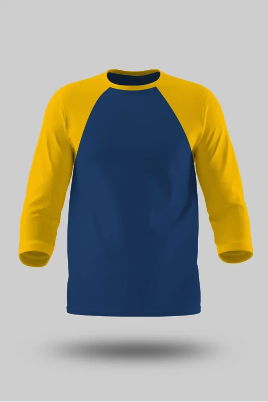 Sarı-Lacivert Orijinal Reglan 3/4 Kol Unisex Tişört