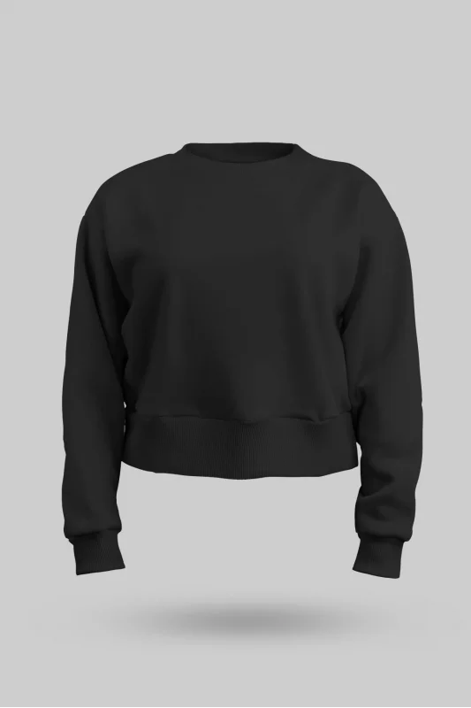 Siyah Kadın Crop Sweatshirt