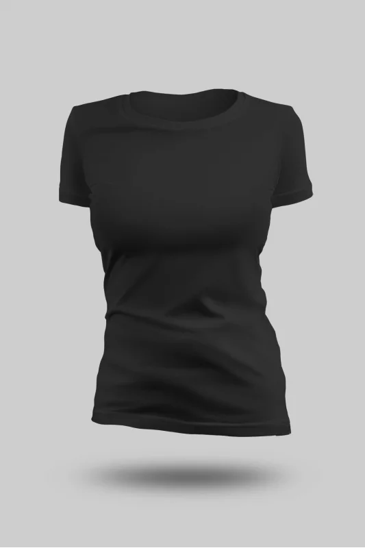 Siyah Kadın Geniş Yaka Tişört