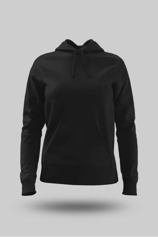 Siyah Kadın Kapüşonlu Hoodie Sweatshirt