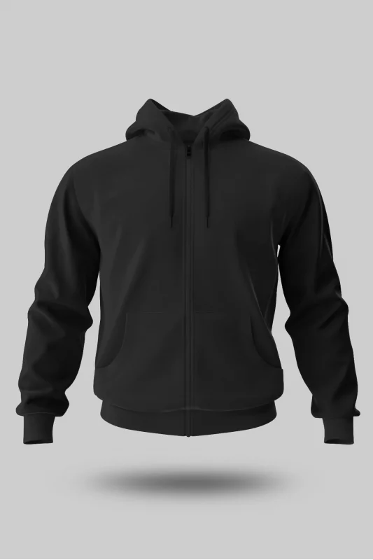 SİYAH KAPÜŞONLU FERMUARLI SWEATSHİRT