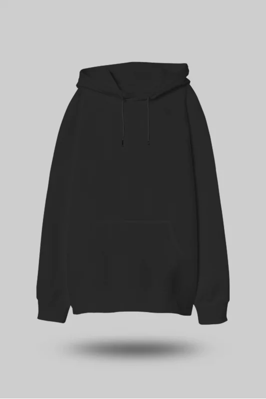 Siyah Oversize Unisex Kapüşonlu Sweatshirt