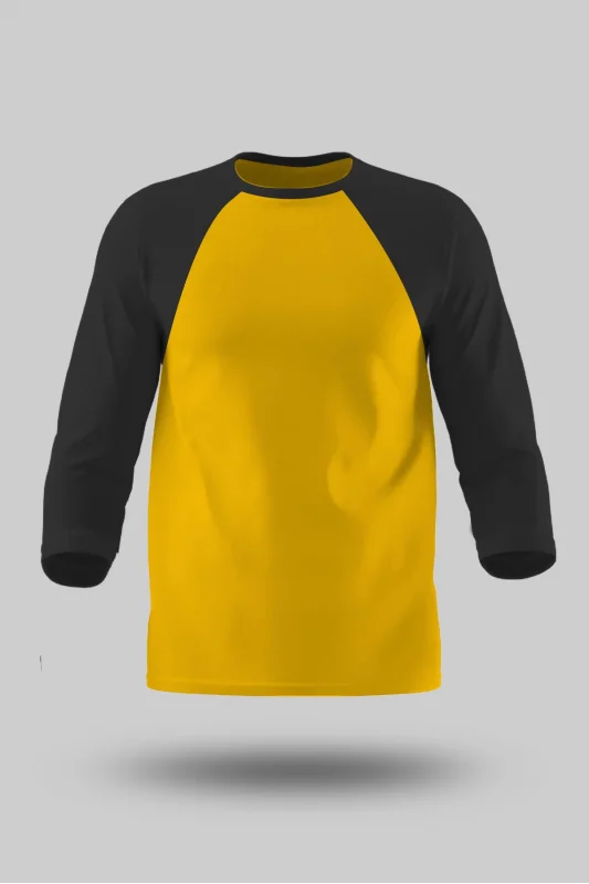 Siyah-Sarı Orijinal Reglan 3/4 Kol Unisex Tişört