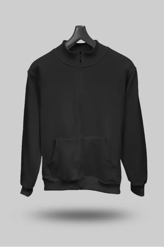 Siyah Unisex Mevsimlik Kapşonsuz Mont