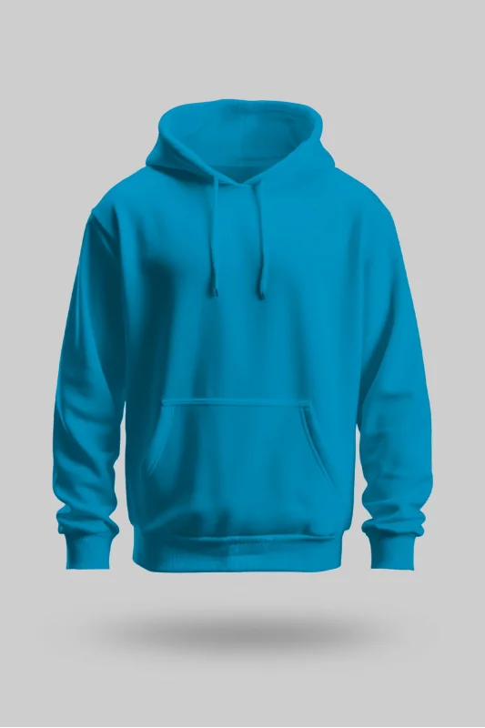 Turkuaz 2 İplik İnce Kumaş Unisex Kapşonlu Sweatshirt