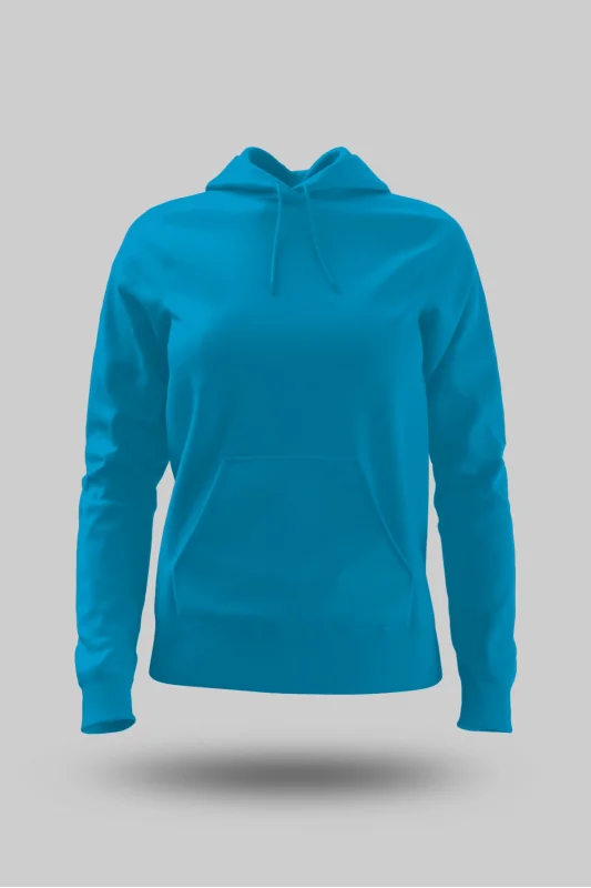 Turkuaz Kadın Kapüşonlu Hoodie Sweatshirt