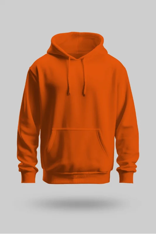 Turuncu 2 İplik İnce Kumaş Unisex Kapşonlu Sweatshirt