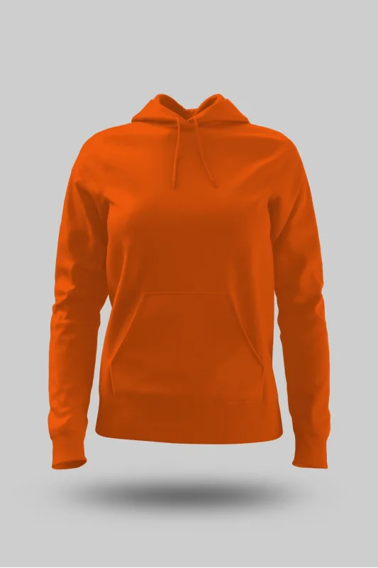 Turuncu Kadın Kapüşonlu Hoodie Sweatshirt