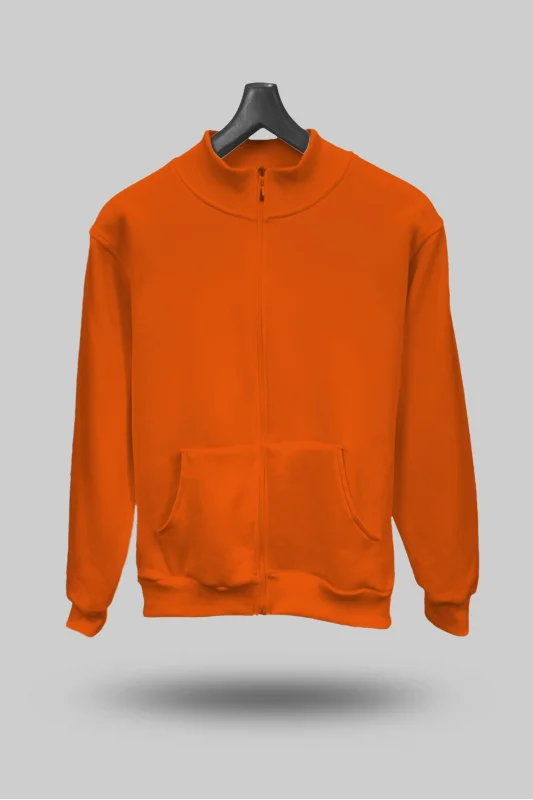 Turuncu Unisex Mevsimlik Kapşonsuz Mont